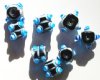 8 14mm Black, White, & Aqua Square Bumpy Beads